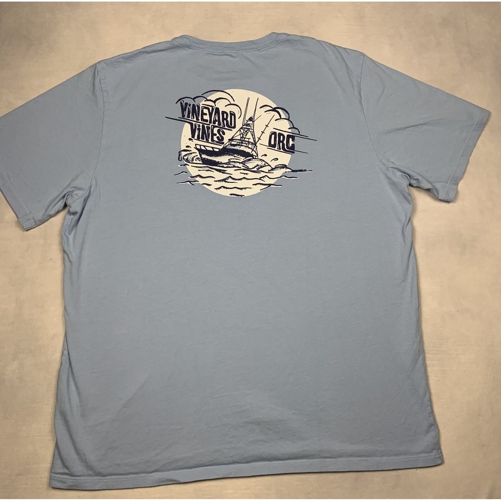 Vineyard Vines Shirt Mens XL Light Blue ORC Fishing Boat Pocket T-Shirt XL - Picture 2 of 9